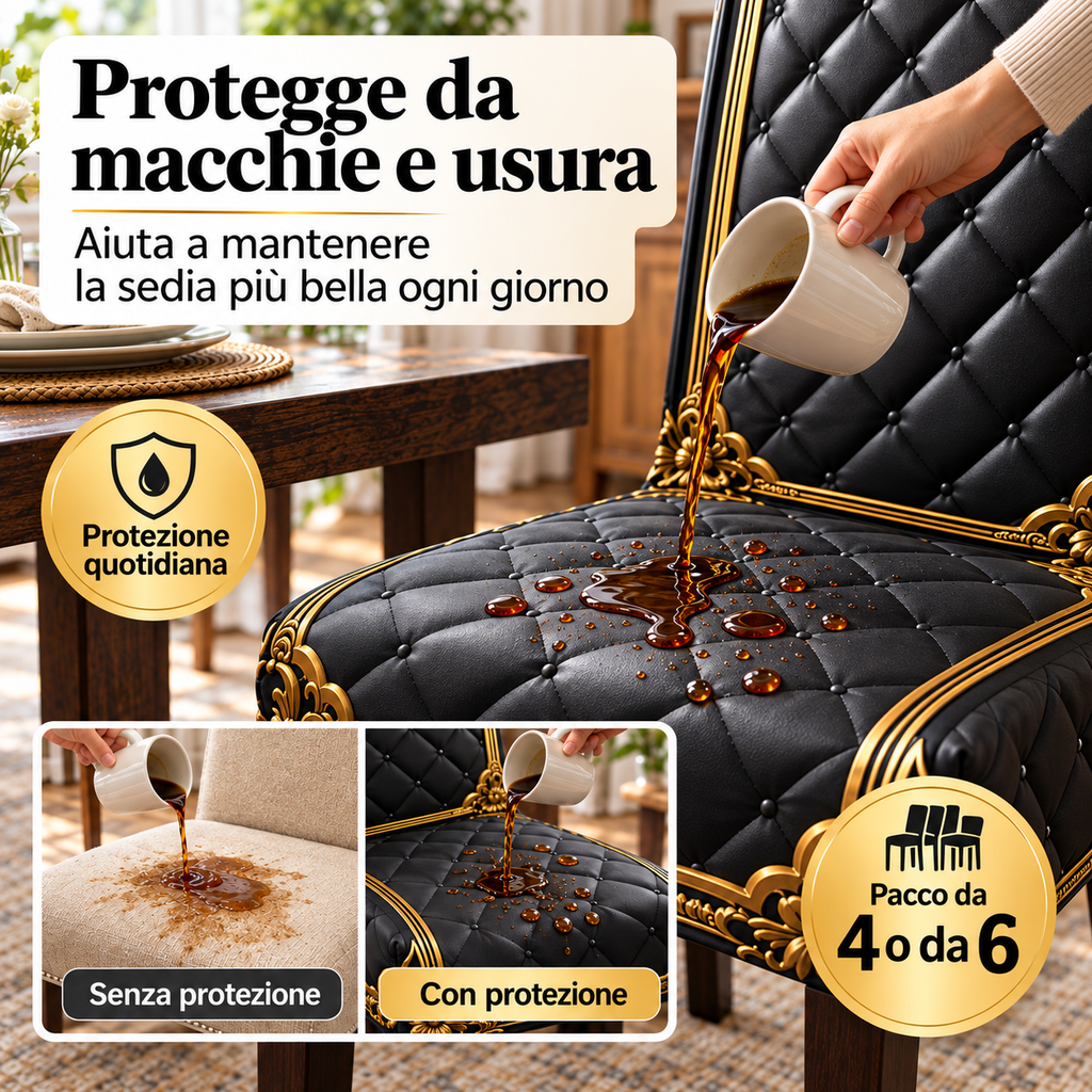 Coprisedia Elegance™ – Protegge, Rinnova e Trasforma le Tue Sedie