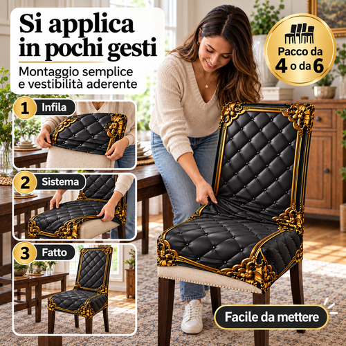 Coprisedia Elegance™ – Protegge, Rinnova e Trasforma le Tue Sedie