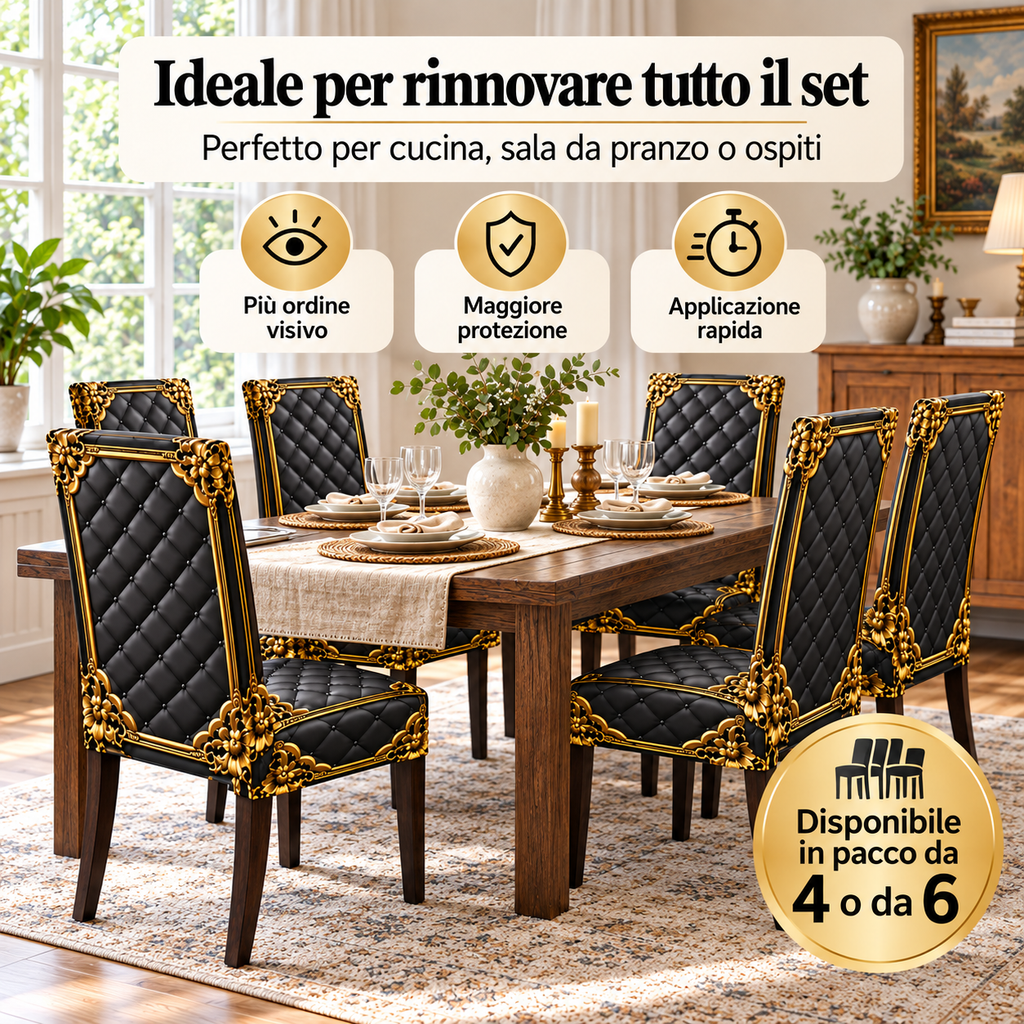 Coprisedia Elegance™ – Protegge, Rinnova e Trasforma le Tue Sedie